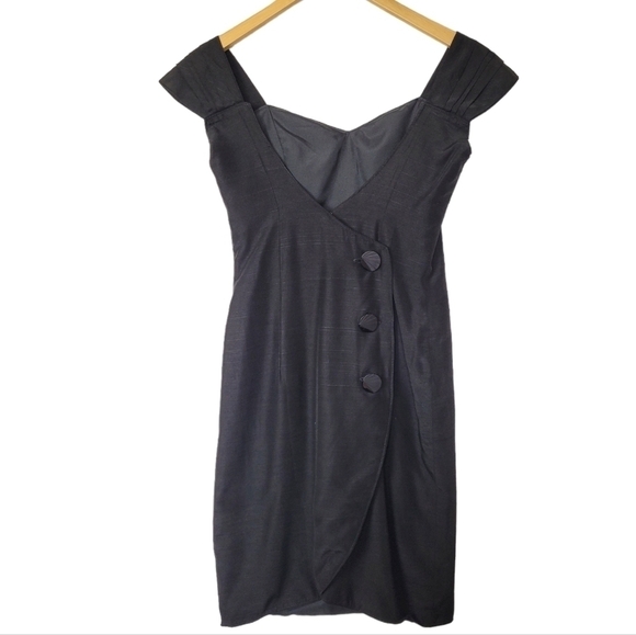 Vintage Black Off-Shoulder Dress - Picture 2 of 12